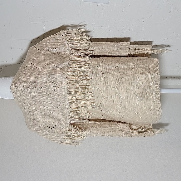 Cupio Open Front Cardigan Sweater Fringe Tassel Longsleeve Lapel Collar Casual M - Picture 7 of 14